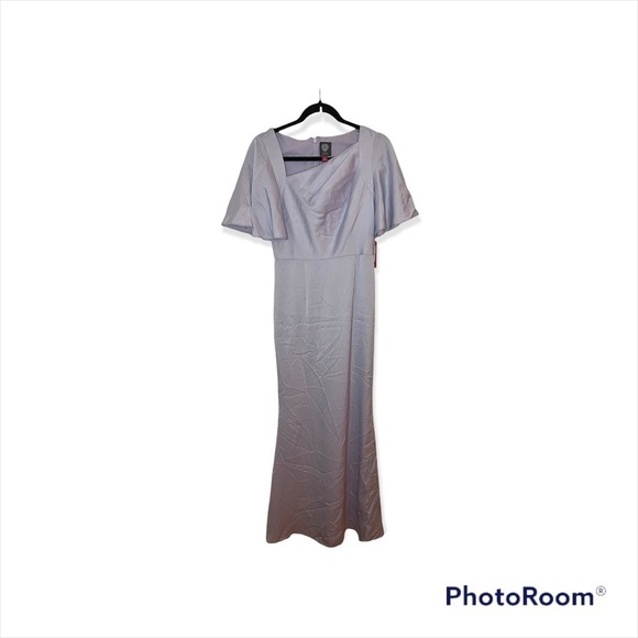 VINCE CAMUTO Asymmetrical Flutter Sleeve Gown, 4 - Picture 3 of 10